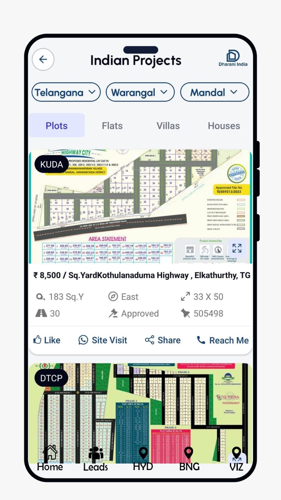 Dharani India app home: global and Indian projects