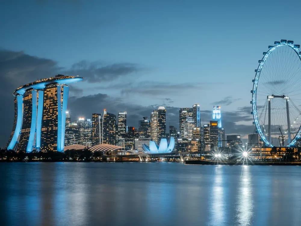 Singapore skyline at night
